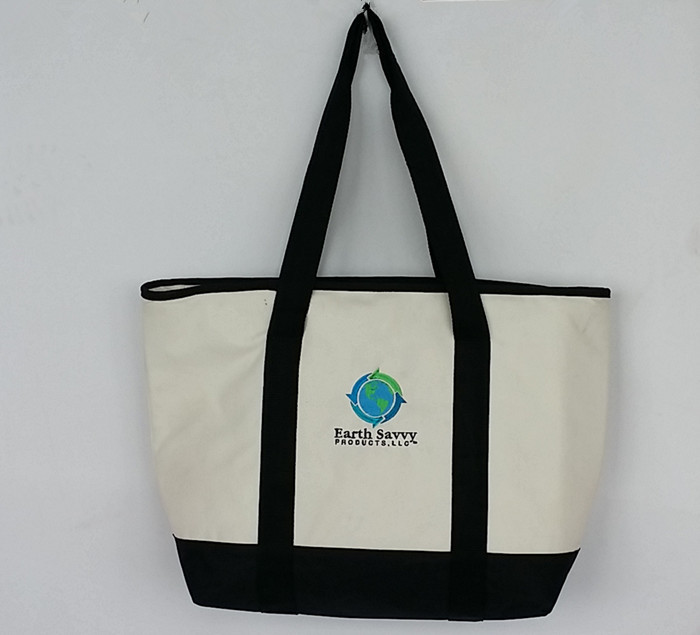 Yeniden kullanılabilir gıda soğutucu çanta Çevre Dostu Açık Tote Nakış Sahili
