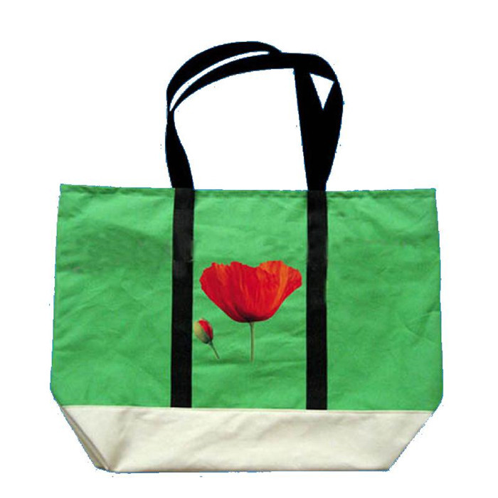 İpek Baskılı Logo ile Özelleştirilmiş Yeşil Dokunmamış Bakkaliye Çantaları